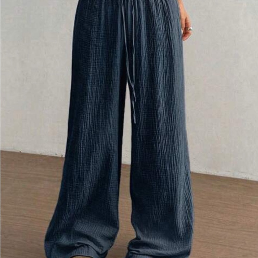 Women's Navy Blue Linen Pants